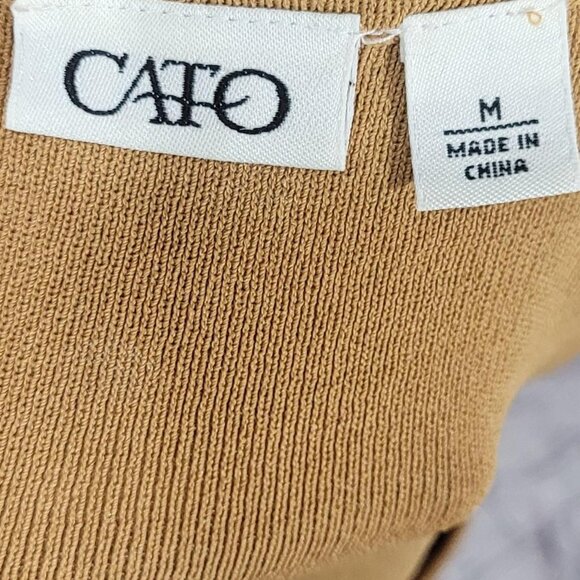 CATO Tan Sleeveless Blouse | Sheer Mesh Sleeves | Size Medium - Picture 4 of 5